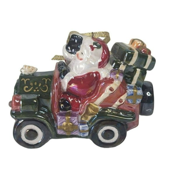 2004 Santa in a Car Porcelain Christmas Ornament - Picture 2 of 5